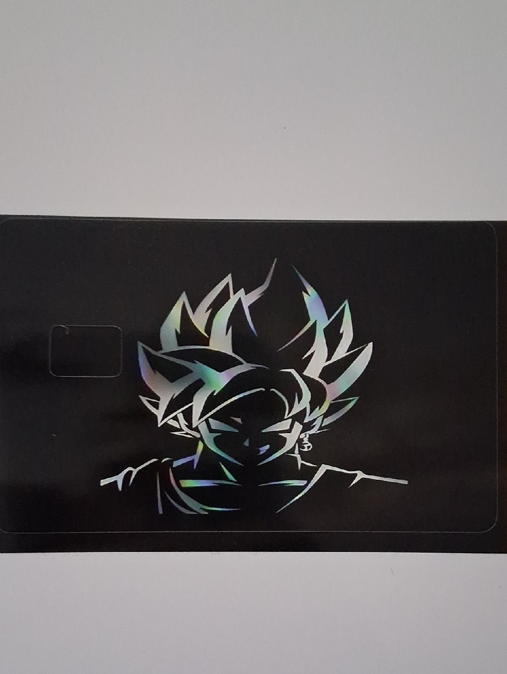 Holographic Saiyan Silhouette Decal Sticker - Black Background Debit Card Skin
